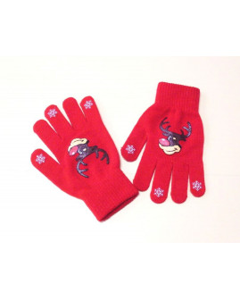 Dámske rukavice červené s vianočným motívom