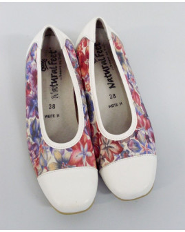 Topánky Natural Feet biele kvetinkové, veľ.38
