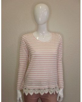 Tričko Gina Benotti ružovo-biele prúžkované, veľ.40