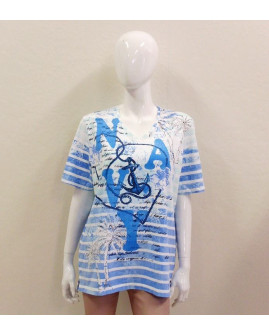 Tričko Designers modro-biele vzorované, veľ.XL