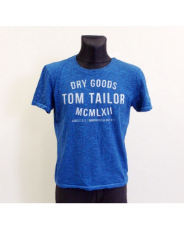 Tričko Tom Tailor modré melírované s nápismi, veľ.M
